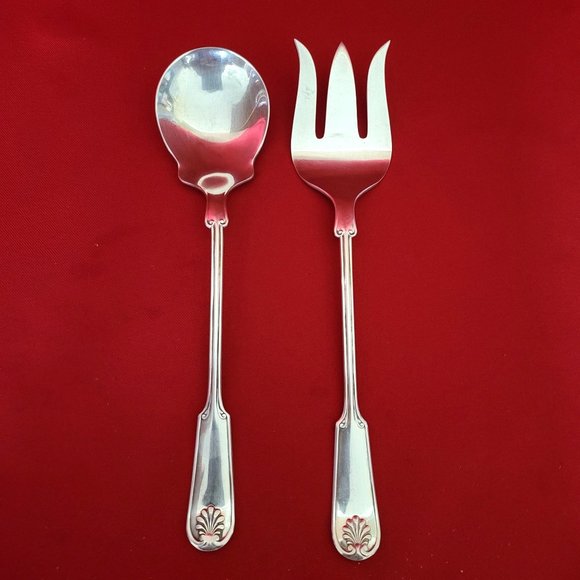 Frank M Whiting Fine Silverplate Serving Spoon & Fork Set - Picture 3 of 11